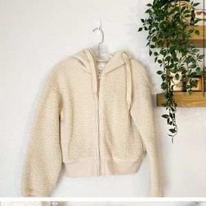 AMERICAN EAGLE Aerie Offline Teddy Cream Oatmeal Zip Up Sherpa Jacket - Small